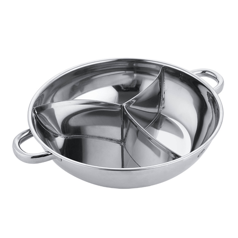 不锈钢三味火锅火锅盆三格火锅锅电磁炉专用四格火锅锅三味锅火锅