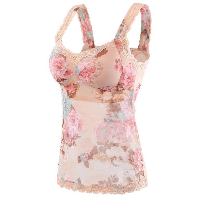 超薄款蕾丝网纱文胸背心一体式内衣女零束缚无钢圈运动睡眠带胸垫