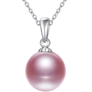 黛米偏爱 圆形强光淡水珍珠吊坠 单颗白色 锁骨925银项链 正品女