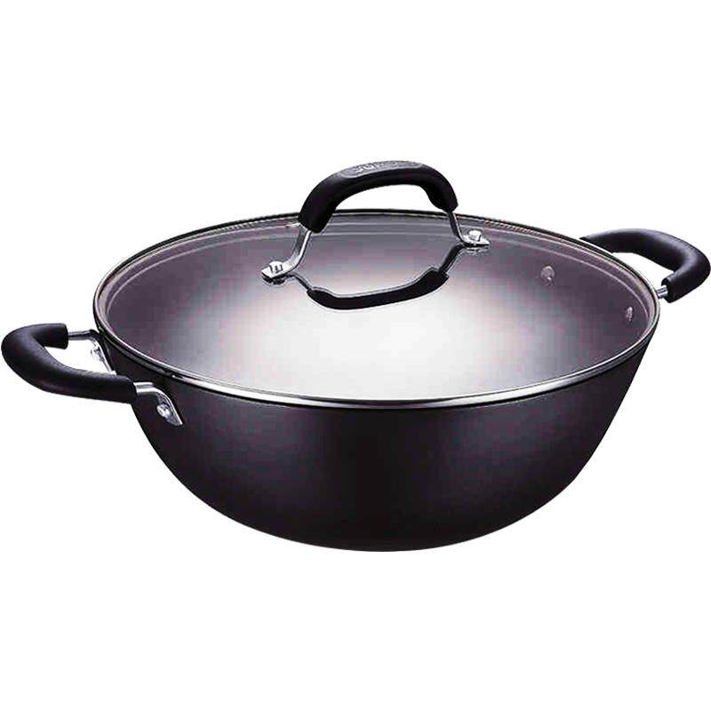 苏泊尔双耳铁锅老式铁锅家用传统生铁炒菜锅燃气电磁炉加深烧菜锅