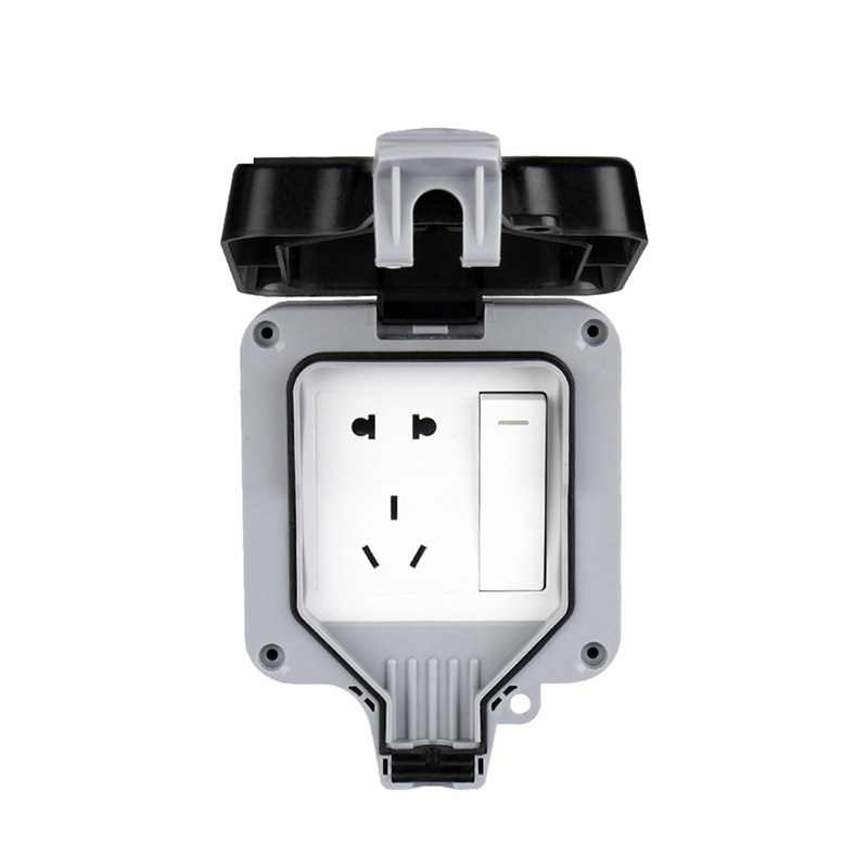 普西 户外防水插座 明装一开五孔家用电源插座室外防雨防水盒