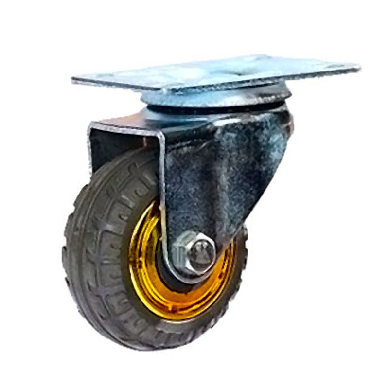 5寸万向轮静音脚轮 定向轮平板车小推车轮子 实心橡胶转向轮轱辘