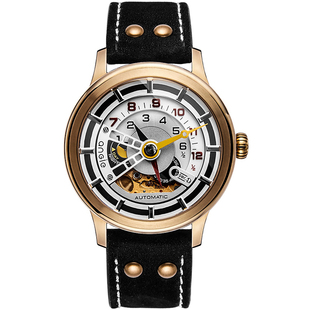 台湾angie亨积手表男士个性镂空全自动镂空机械表 铝青铜机械手表