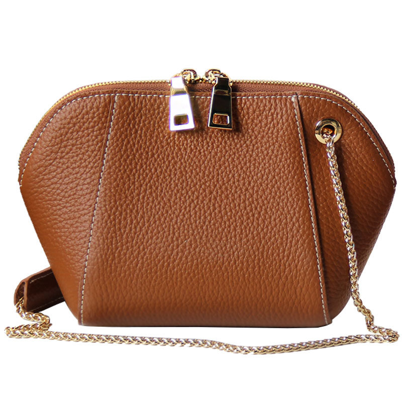 新款时尚真皮迷你贝壳包软皮小挎包女士链条小包包斜挎牛皮手机包