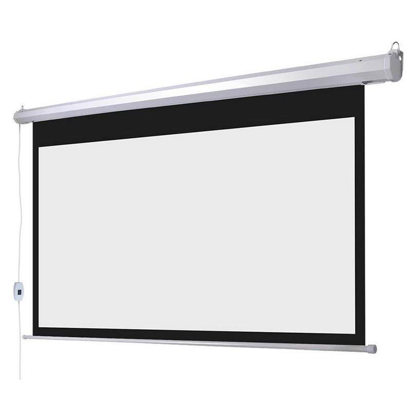 红叶投影幕布150寸16:9遥控电动幕布高清投影仪家用投影幕白玻纤 - 翔