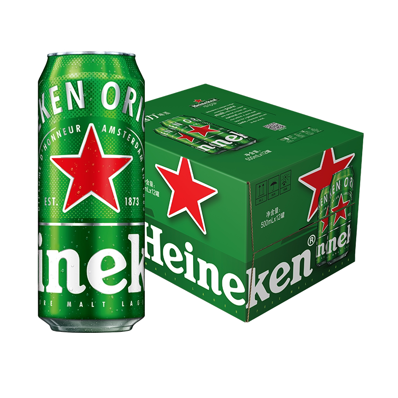 喜力heineken拉罐啤酒500ml*12罐/箱 礼盒装新老包装随机发放 - 天猫