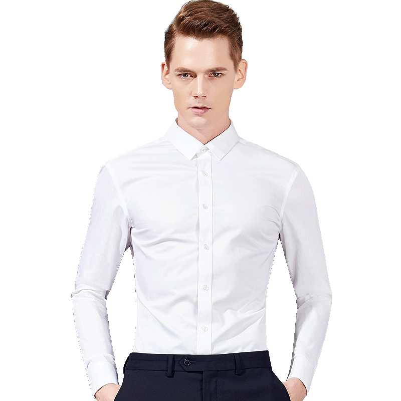 商务白衬衫男士长袖修身免烫西服正装上班寸衫抗皱伴郎衬衣白色衫