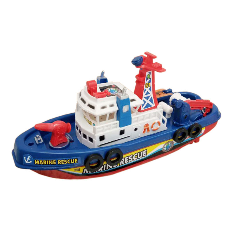 儿童船水上轮船男孩电动快艇小船救援玩具船洗澡戏水会喷水消防船
