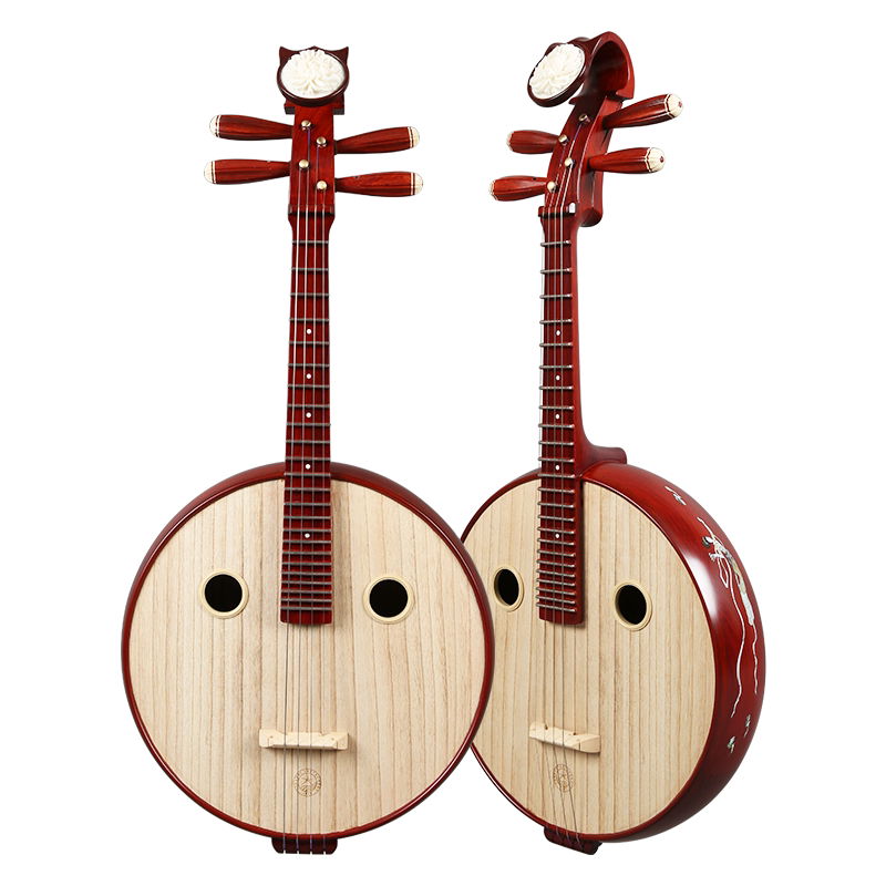 星海 中阮乐器非洲紫檀材质钢品原木色花开富贵头饰花梨木中阮