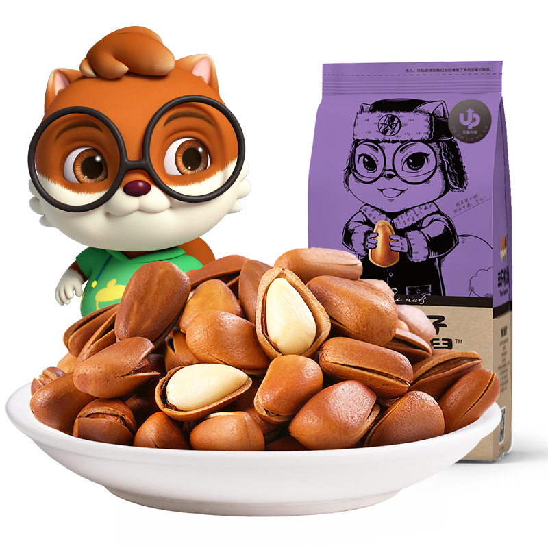 新货【三只松鼠_开口松子185gx2】休闲零食食品坚果干果东北手剥 - 三