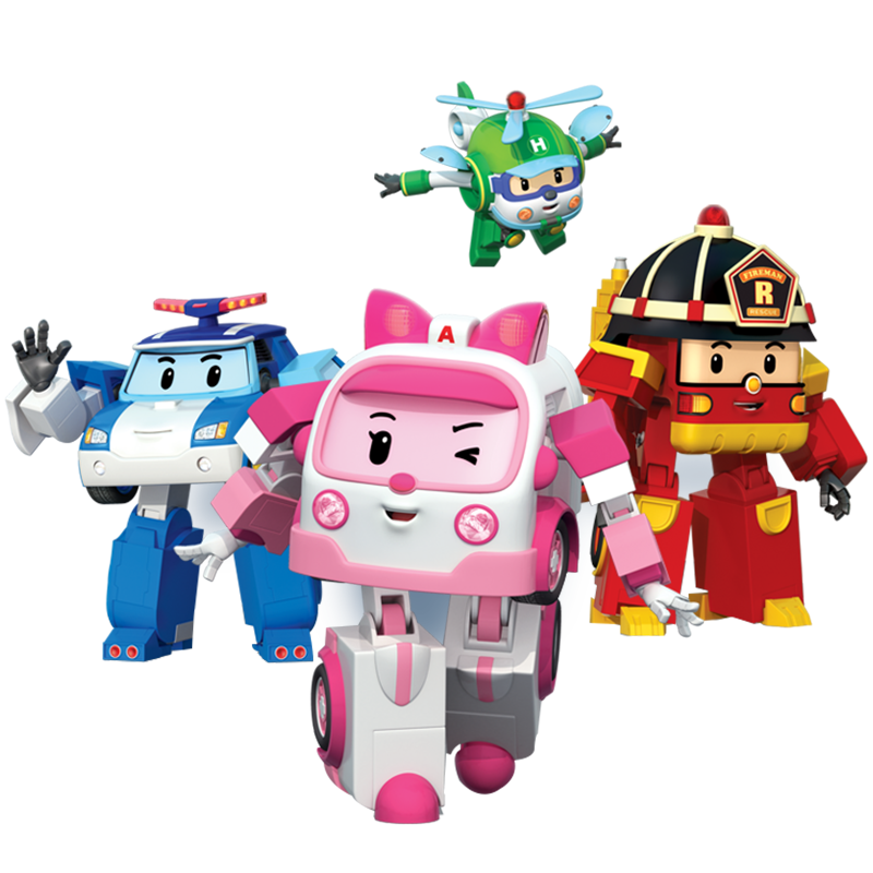 变型警珀利poli警长 闪亮变形机器人 警车消防车救护车男孩玩具