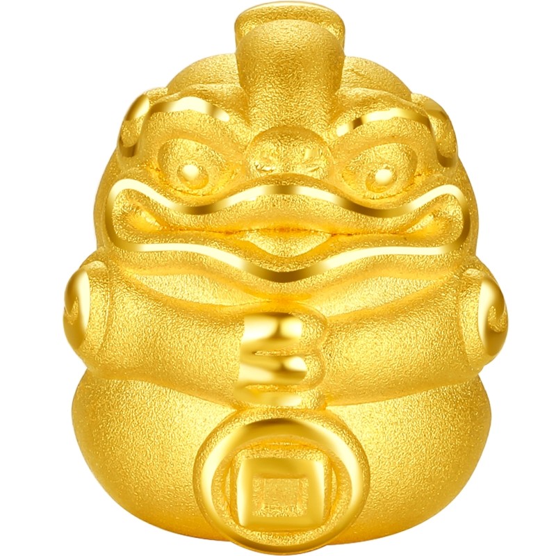 周六福黄金转运珠男款足金定价3d硬金转运祥瑞金蟾蜍手绳官方正品
