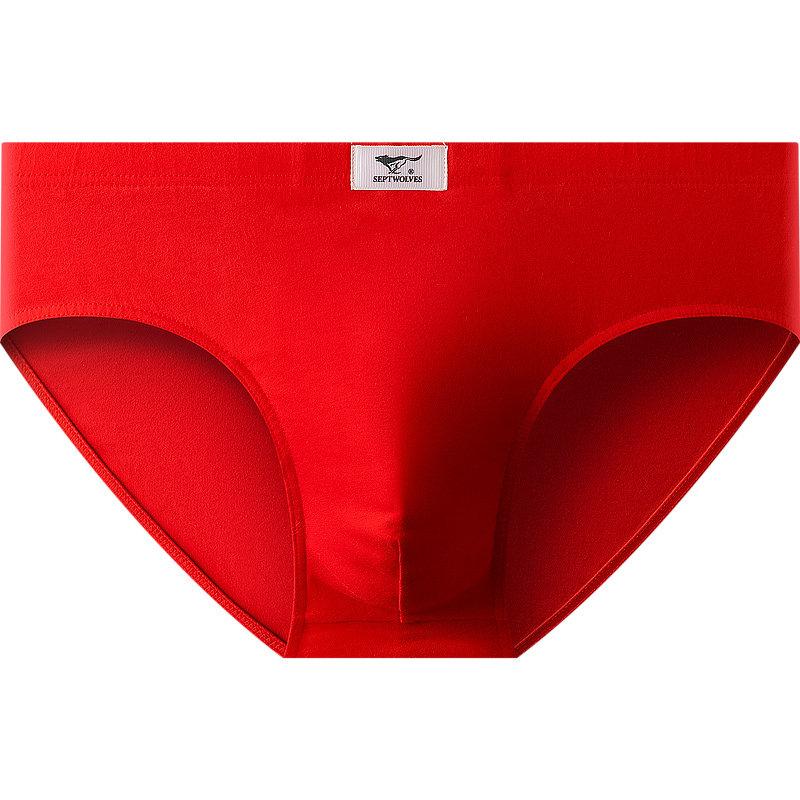 七匹狼男士内裤男三角裤本命年牛男全棉大红色纯棉结婚短裤属牛年