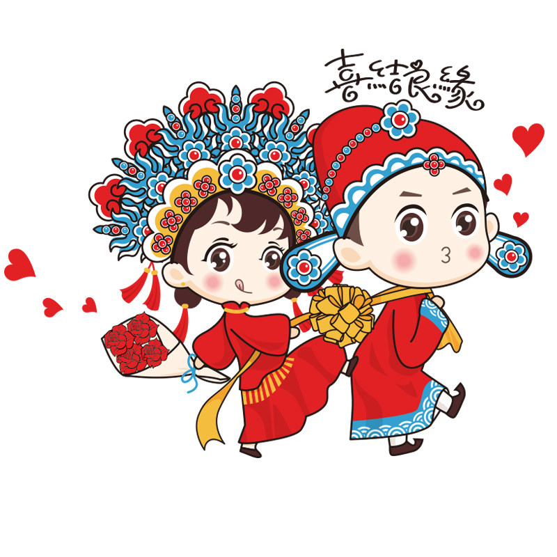 婚房贴画柜子贴纸卧室衣柜床头装饰自粘墙贴喜庆家具门窗结婚喜字