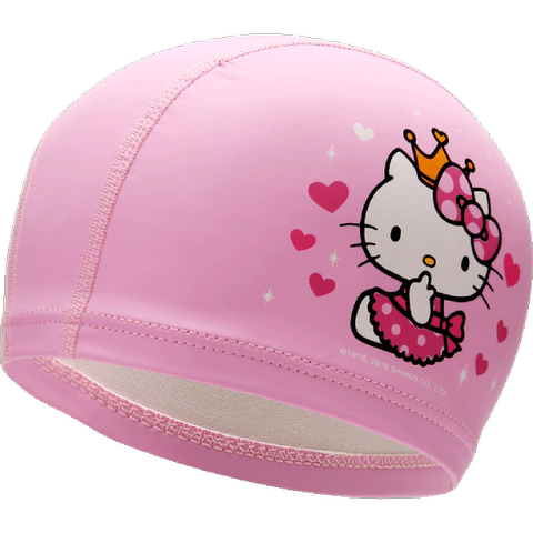 hello kitty儿童泳帽女童长发可爱卡通游泳帽pu帽莱卡帽游泳装备