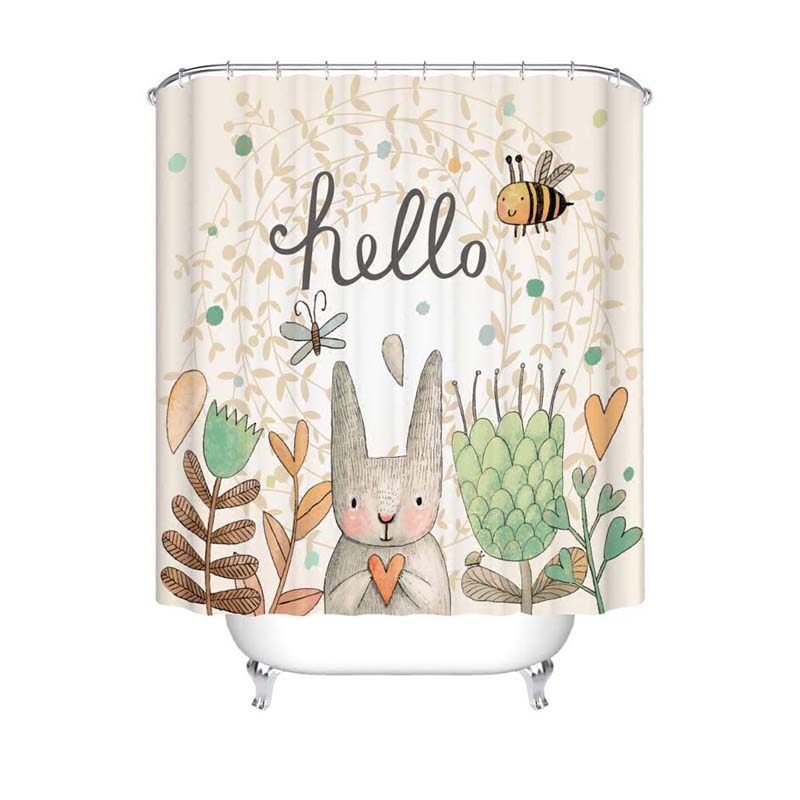 卡通浴室防水帘子加厚卫生间隔断帘防霉布艺窗帘高档保温洗澡浴帘