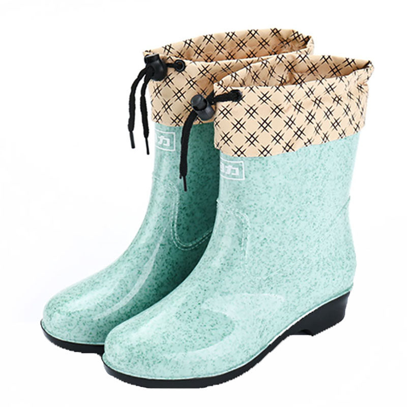 回力女士中筒雨鞋透明塑胶防滑防水雨靴水鞋胶鞋出行保暖棉套雨鞋