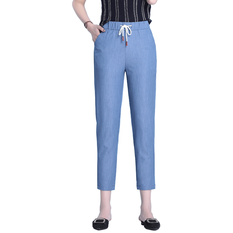 天丝牛仔裤女夏季薄款裤子宽松九分裤哈伦裤超薄休闲夏天冰丝女裤