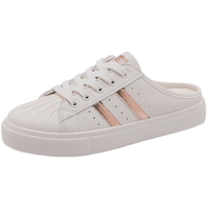 回力女鞋半拖小白鞋女2021夏季新款薄款无后跟一脚蹬懒人帆布板鞋