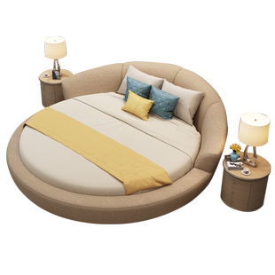 爱维斯 简约现代主题宾馆双人布艺圆床电动皮艺情趣公主情侣大床