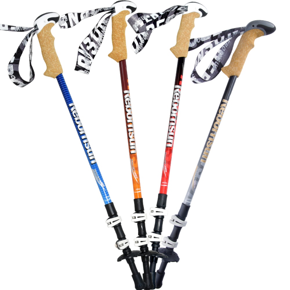 鲁滨逊登山杖外锁碳素超轻伸缩手杖碳纤维折叠杖户外运动徒步装备