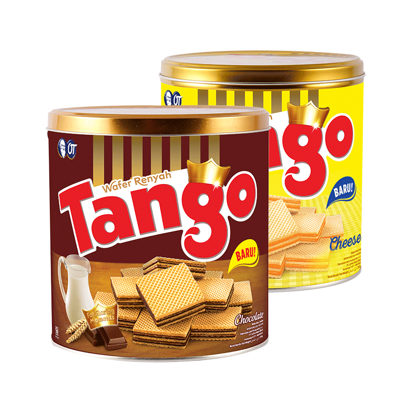 tango印尼进口乳酪味/巧克力味威化饼干350g铁罐网红休闲零食