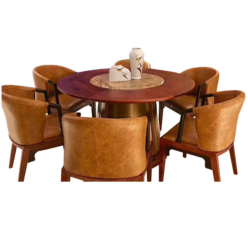 新中式圆餐桌椅组合刺猬紫檀同心圆餐桌红木家具餐厅花梨木圆餐台