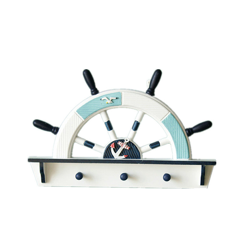 地中海风格海洋鱼骨鱼串家居墙面装饰背景墙壁挂半舵船锚挂件壁饰