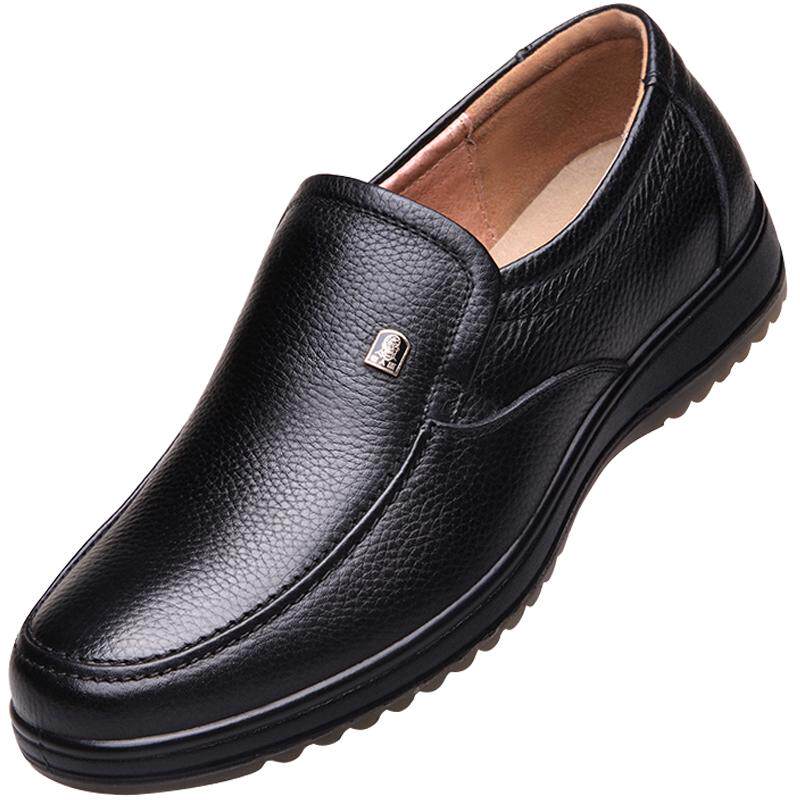 老人头皮鞋男真皮商务休闲男鞋特大码46中老年爸爸鞋耐磨牛筋底47