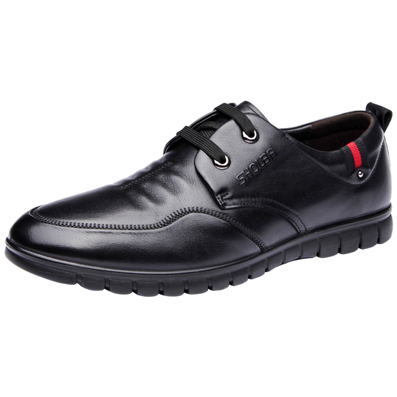 兽霸官方正品头层牛皮男士休闲鞋皮鞋男真皮软面皮软底系带青年-兽霸