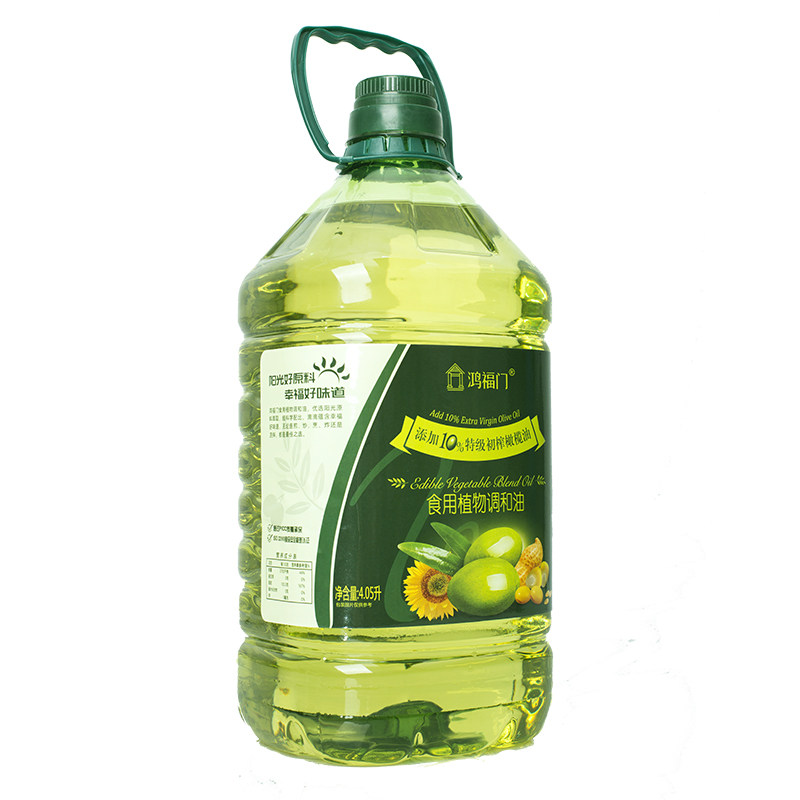 鸿福门添加10%橄榄油食用油色拉油植物油桶装家用调和油4l*1桶