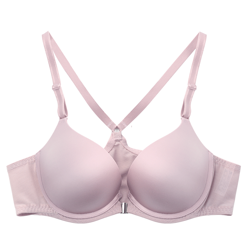 安莉芳前扣交叉系带美背文胸女士小胸厚杯光面聚拢内衣eb1990