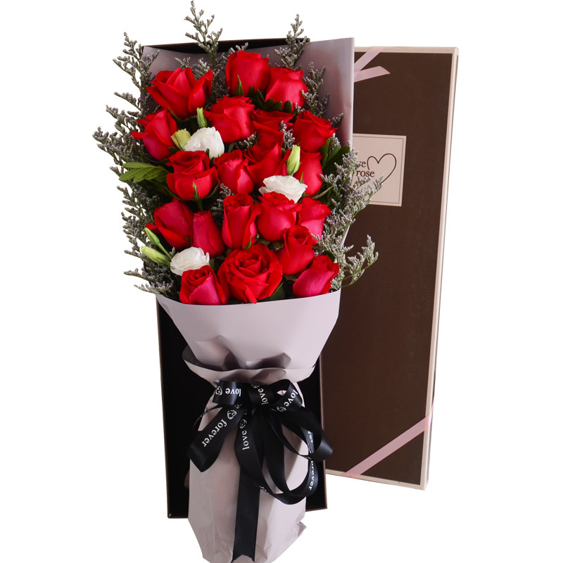 沈阳33朵玫瑰花礼盒鲜花速递同城红粉香槟玫瑰礼盒生日配送