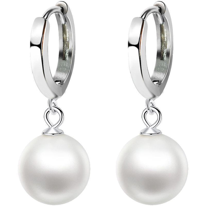 925银耳环女长款珍珠耳坠耳扣气质高级大气纯银耳钉时尚名媛耳饰