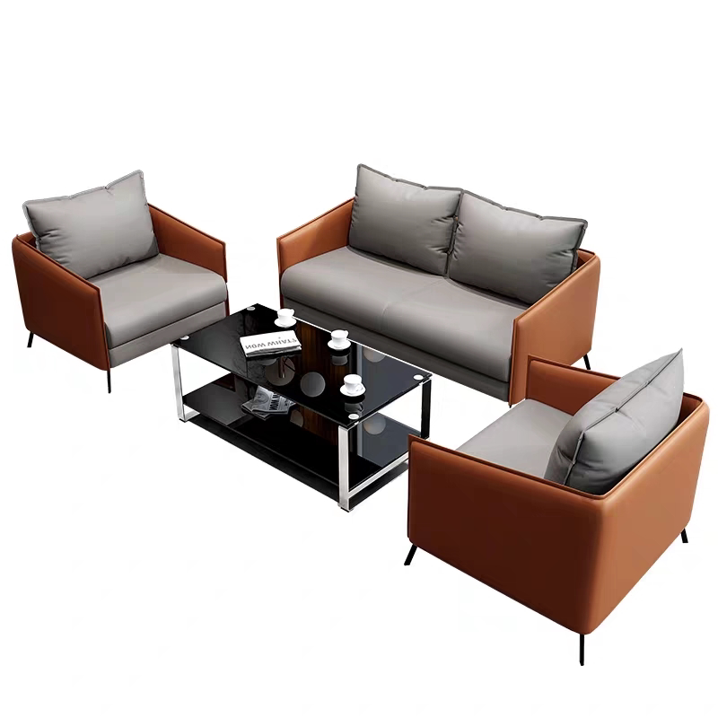 办公室沙发茶几组合会客室三人位创意休闲洽谈室简约现代商务接待