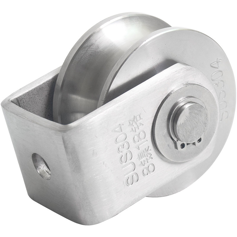 304不锈钢滑轮轴承v型轨道轮u型定滑轮单轮钢丝绳吊环平移门槽轮