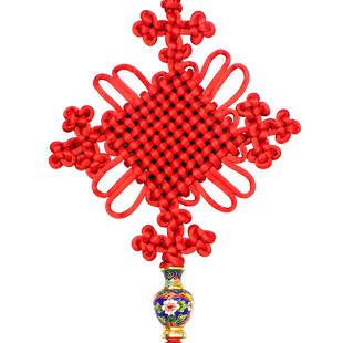 同心结中国结客厅挂件大号玄关小装饰壁挂景泰蓝花瓶款吉祥如意结