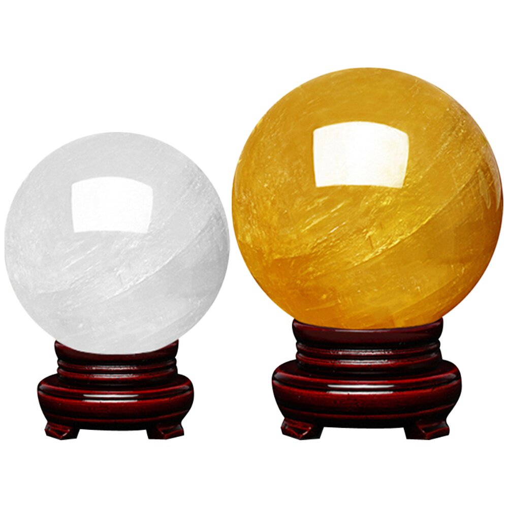 开运招财摆件镇宅辟邪风水球玄关进门客厅旺财白黄水晶球天然黄色