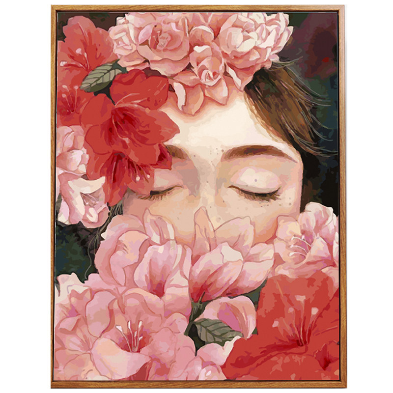 花宴少女数字油画diy人物手工填充艺术涂色丙烯画女孩填色油彩画