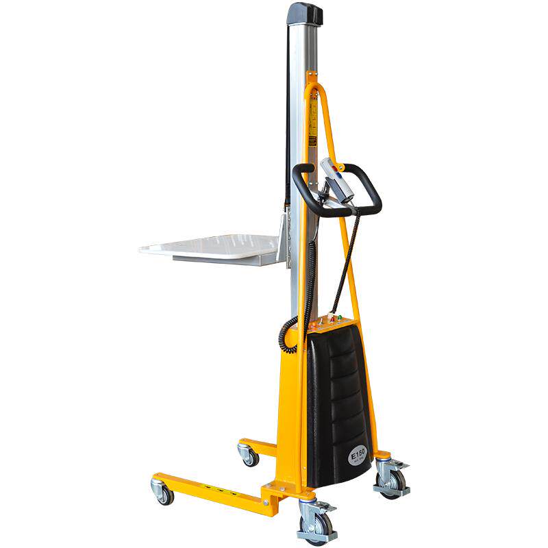 锐励小型电动堆高车铝合金单立柱工位升降车装卸轻型小叉车平台