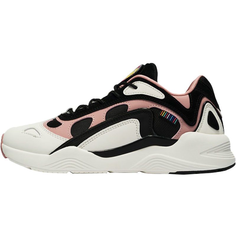 特步女鞋运动鞋潮2019秋季新款拼接女子休闲鞋子皮面女跑步鞋冬季