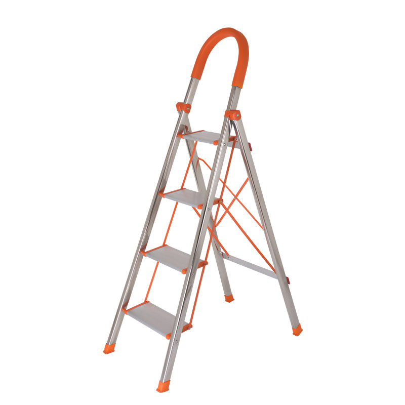 华傲不锈钢家用梯子 折叠人字梯 便携小楼梯 家用登高工具踏板梯