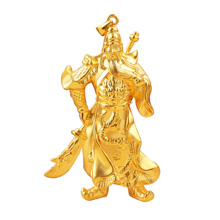 双飞翼 黄金关公吊坠武神关羽关云长 霸气男款项链3d硬足金999
