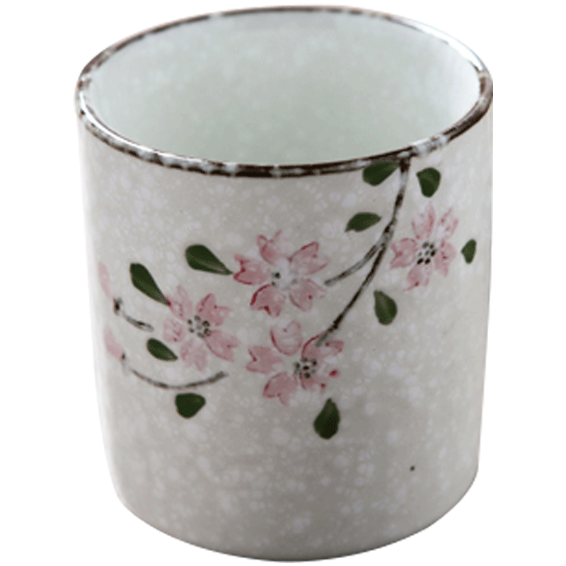 景德镇樱花釉下彩手绘直身杯陶瓷杯子马克杯茶杯水杯咖啡杯牛奶杯