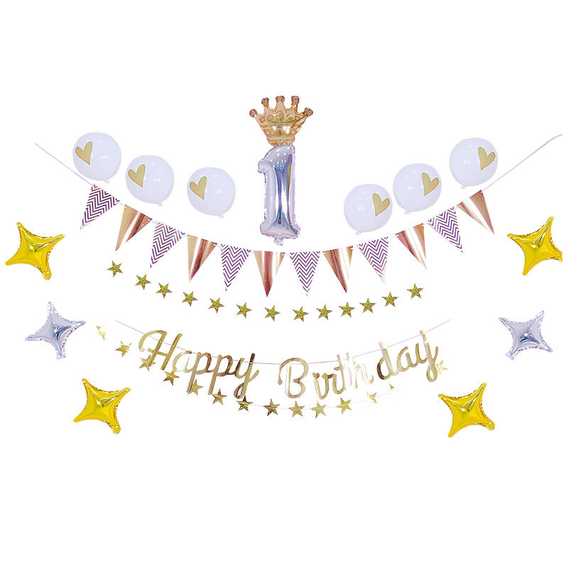 儿童生日装饰场景布置宝宝百天周岁主题派对气球套餐背景墙装饰品