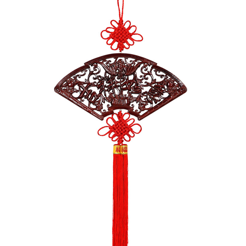 扇形中国结挂件玄关客厅大号香樟木镇宅新居招财平安节挂门上装饰