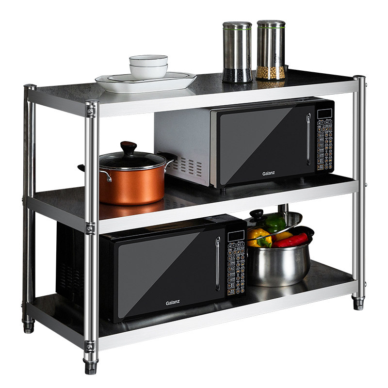 厨房置物架柜不锈钢货架橱柜多功能收纳三层灶台架落地多层菜架子