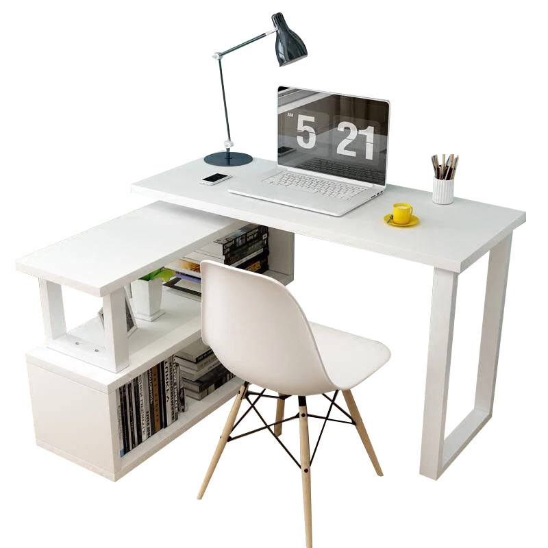 旋转电脑桌简约台式转角连体书桌柜现代时尚烤漆书架组合办公桌子