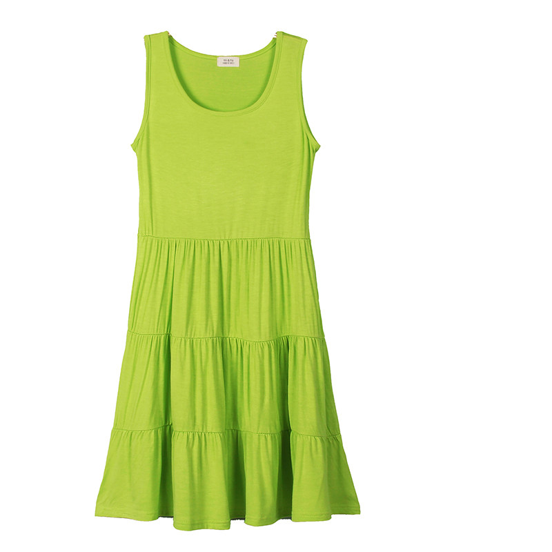 莫代尔连衣裙蛋糕裙 夏季吊带裙女打底背心裙女 中长款弹力蛋糕裙