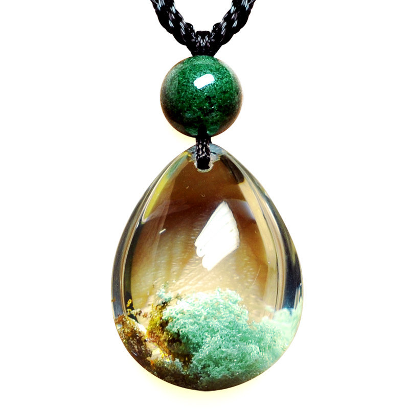 天然四季绿幽灵聚宝盆水晶吊坠女士项链貔貅男现货情侣款礼物饰品